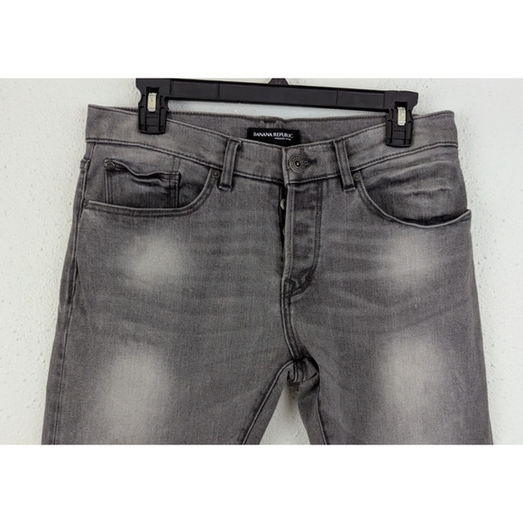 Banana Republic men sz 31/30 Skinny Jeans gray button fly stretchy 1037 - Picture 2 of 8